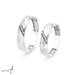حلقه ست نقره زنانه و مردانه طرح هندسی مدل HSE-K81