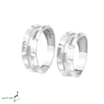 حلقه ست نقره زنانه و مردانه طرح هندسی نگین‌دار مدل HSE-K83