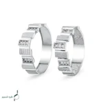 حلقه ست نقره زنانه و مردانه مدل HSE K51 | حلقه ازدواج نقره 925 نگین دار