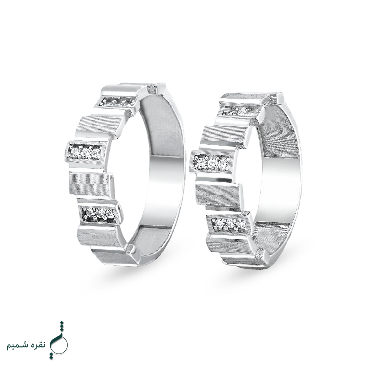 10 حلقه ست نقره زنانه و مردانه مدل HSE K51 | حلقه ازدواج نقره 925 نگین دار - Image 1