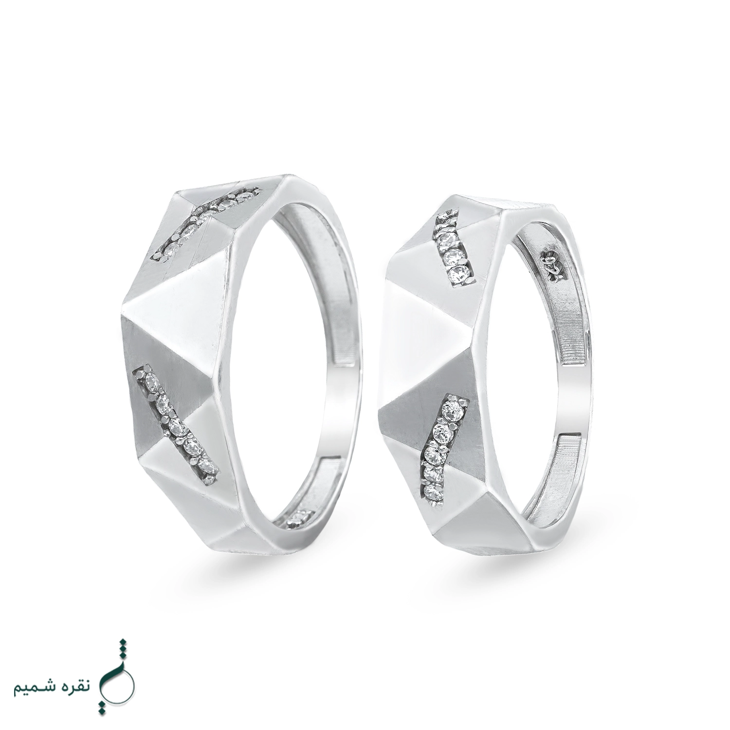 12 حلقه ست نقره نامزدی زنانه و مردانه مدل HSE K47 - Image 1