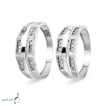 حلقه ست نقره زنانه و مردانه مدل HSE K50 | حلقه ازدواج نقره 925 نگین زیرکونیا