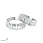 حلقه ست نقره زنانه و مردانه مدل HSE-K59 | حلقه ازدواج نقره 925 نگین زیرکونیا - Image 3