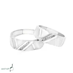 حلقه ست نقره زنانه و مردانه طرح V نگین‌دار مدل HSE-K85 - Image 3
