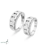 حلقه ست نقره زنانه و مردانه نگین‌دار مدل HSE-K69