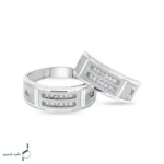 حلقه ست نقره زنانه و مردانه مدل HSE-K61 | حلقه ازدواج نقره 925 نگین زیرکونیا - Image 3