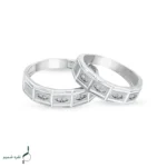 حلقه ست نقره زنانه و مردانه مدل HSE-K63 | حلقه ازدواج نقره 925 نگین زیرکونیا - Image 3
