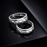 حلقه ست نقره زنانه و مردانه طرح هندسی نگین‌دار مدل HSE-K82 - Image 2