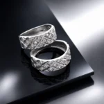 حلقه ست نقره زنانه و مردانه نگین‌دار مدل HSE-K74 - Image 2