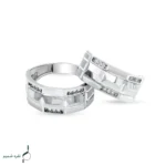 حلقه ست نقره زنانه و مردانه مدل HSE K55 | حلقه ازدواج نقره 925 نگین زیرکونیا - Image 3