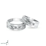 حلقه ست نقره زنانه و مردانه مدل HSE K56 | حلقه ازدواج نقره 925 نگین زیرکونیا - Image 3