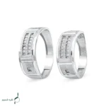 حلقه ست نقره زنانه و مردانه مدل HSE-K61 | حلقه ازدواج نقره 925 نگین زیرکونیا