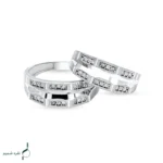حلقه ست نقره زنانه و مردانه مدل HSE K50 | حلقه ازدواج نقره 925 نگین زیرکونیا - Image 3