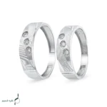 حلقه ست نقره زنانه و مردانه مدل HSE-K60 | حلقه ازدواج نقره 925 نگین زیرکونیا