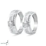 حلقه ست نقره زنانه و مردانه مدل HSE-K64 | حلقه ازدواج نقره 925 نگین زیرکونیا