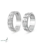 حلقه ست نقره زنانه و مردانه مدل HSE K52 | حلقه ازدواج نقره 925 نگین زیرکونیا