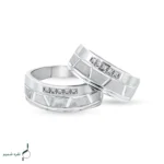 حلقه ست نقره زنانه و مردانه مدل HSE-K64 | حلقه ازدواج نقره 925 نگین زیرکونیا - Image 3
