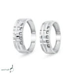 حلقه ست نقره زنانه و مردانه مدل HSE-K59 | حلقه ازدواج نقره 925 نگین زیرکونیا
