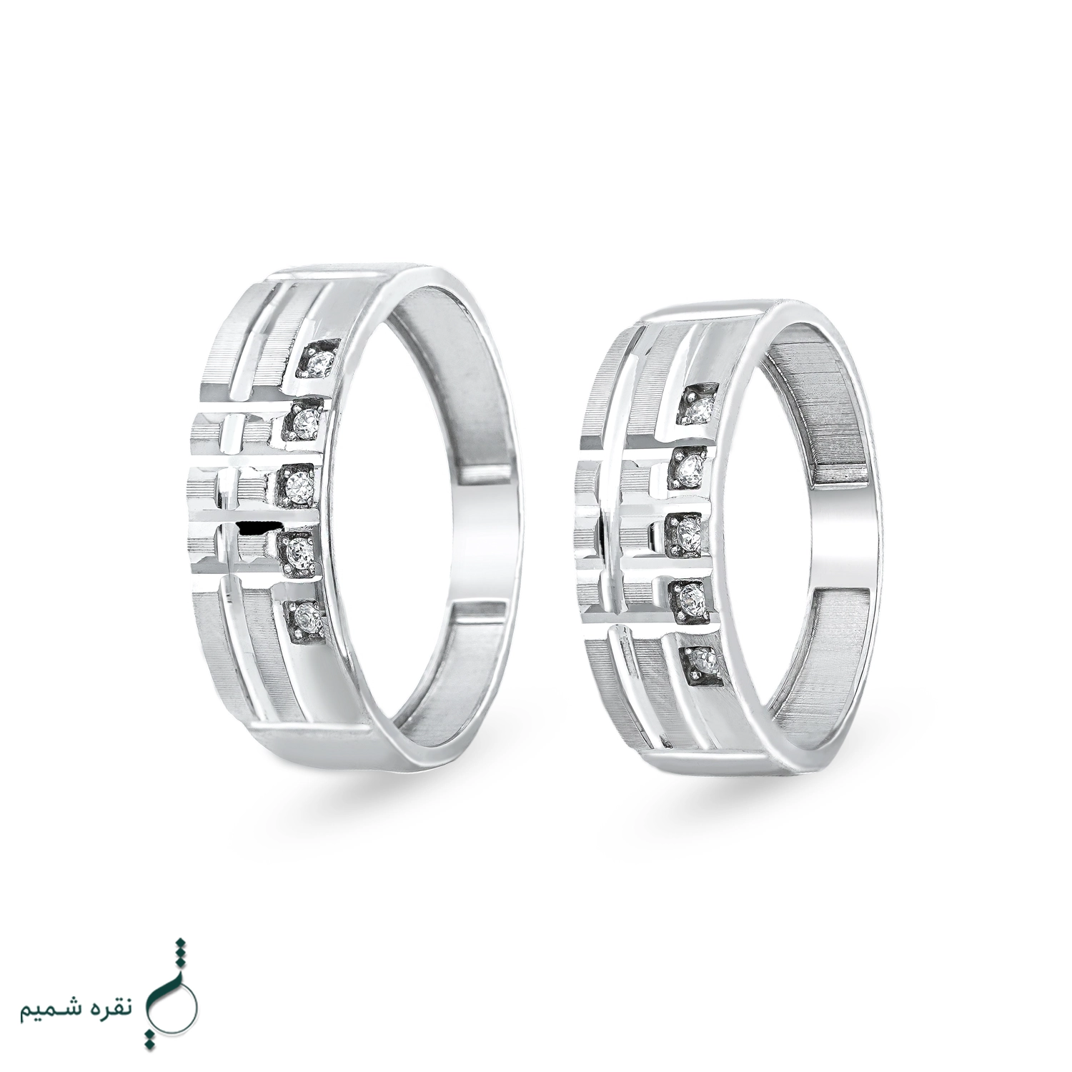 9 حلقه ست نقره زنانه و مردانه مدل HSE-K59 | حلقه ازدواج نقره 925 نگین زیرکونیا - Image 1