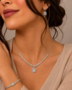 سرویس نقره زنانه مجلسی جواهری طرح باگت مربعی SLR-B16 - Image 6