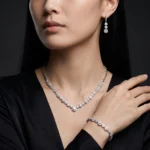 سرویس نقره زنانه مجلسی جواهری نگین گرد SLR-B02 - Image 4