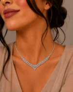 گردنبند نقره زنانه مجلسی جواهری طرح برگ مارکیز SLR-B21 - Image 2
