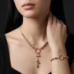 سرویس نقره زنانه زنجیری مجلسی دورنگ آویزدار SLR-B22 - Image 5