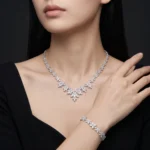 سرویس نقره زنانه زنجیری مجلسی طرح گل SLR-B24 - Image 5