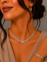 سرویس نقره زنانه مجلسی جواهری طرح گل و برگ SLR-B28 - Image 6