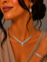 سرویس نقره زنانه مجلسی جواهری طرح برگ باگت SLR-B30 - Image 6