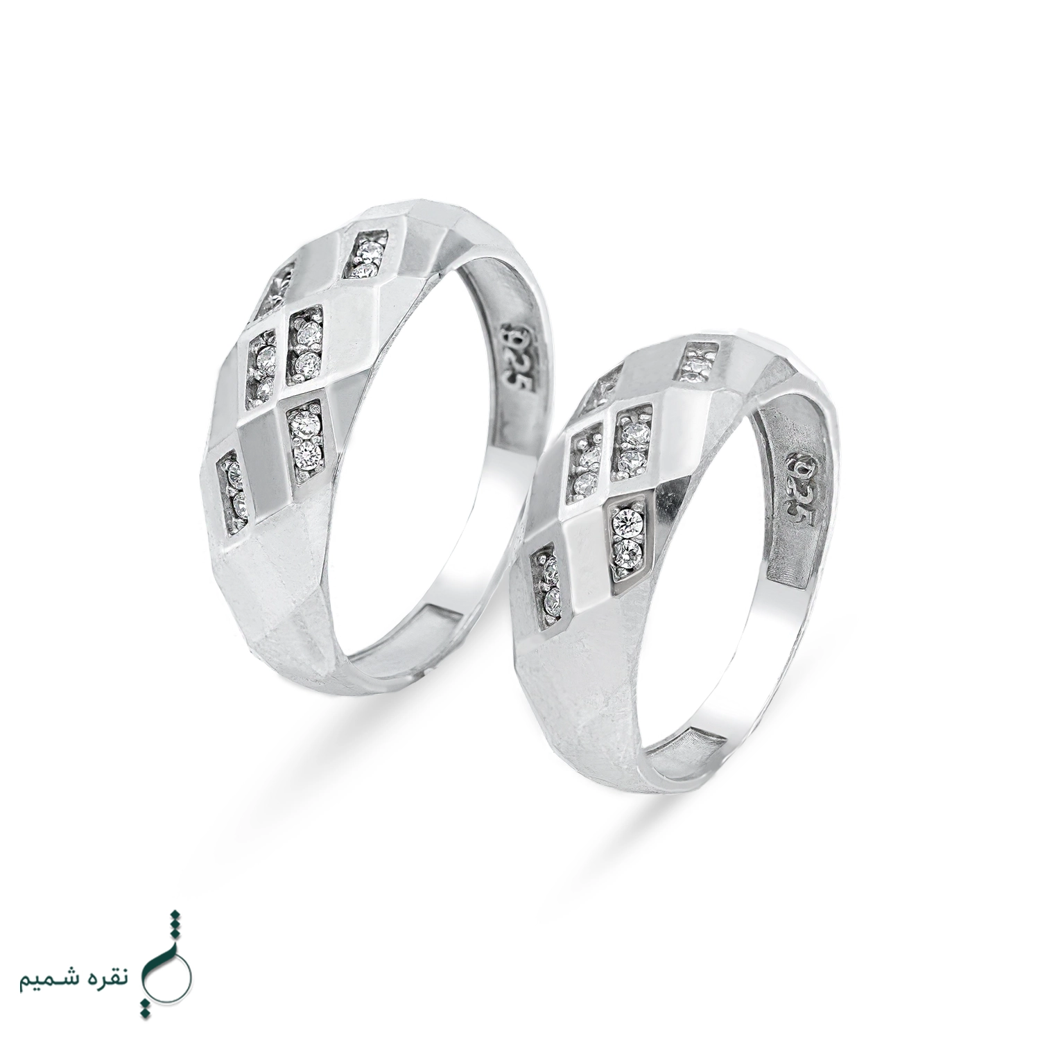 c حلقه ست نقره زنانه و مردانه نگیندار مدل HSE-K70 - Image 1